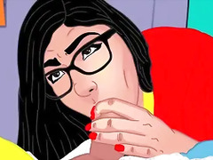 Mia's perfect bubble butt bet and intense blowjob parody cartoon