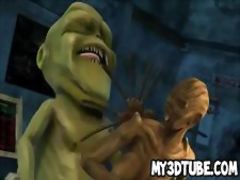 3D alien babe getting fucked hard by a horny goblin
